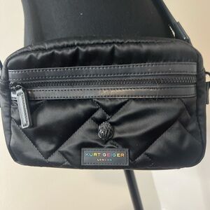 Kurt Geiger Black Quilted Belt Bag with Logo